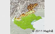 Physical Map of Veneto, lighten, semi-desaturated