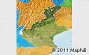 Satellite Map of Veneto, political shades outside
