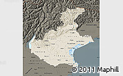 Shaded Relief Map of Veneto, darken