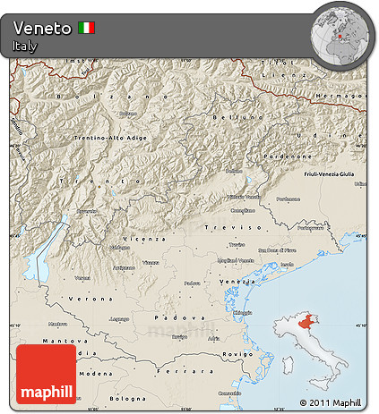 Shaded Relief Map of Veneto