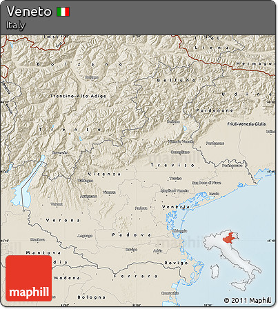 Shaded Relief Map of Veneto