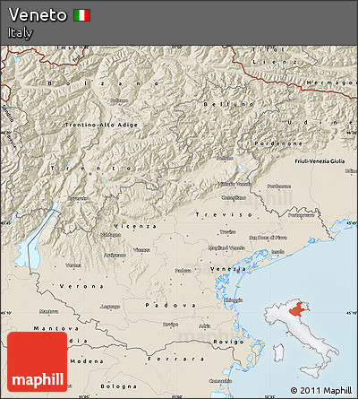 Shaded Relief Map of Veneto