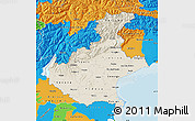 Shaded Relief Map of Veneto, political outside