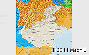 Shaded Relief Map of Veneto, political shades outside