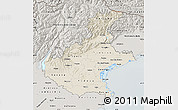 Shaded Relief Map of Veneto, semi-desaturated