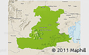 Physical 3D Map of Padova, shaded relief outside