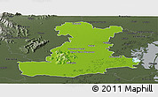 Physical Panoramic Map of Padova, darken, semi-desaturated