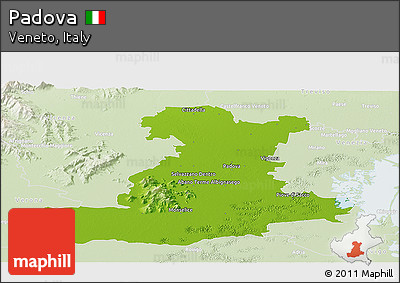 Physical Panoramic Map of Padova, lighten