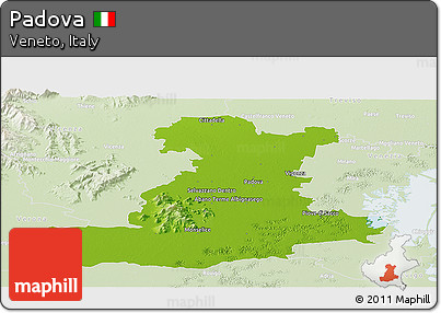 Physical Panoramic Map of Padova, lighten