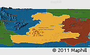 Political Panoramic Map of Padova, darken
