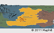 Political Panoramic Map of Padova, darken, semi-desaturated
