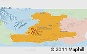 Political Panoramic Map of Padova, lighten