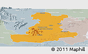Political Panoramic Map of Padova, lighten, semi-desaturated