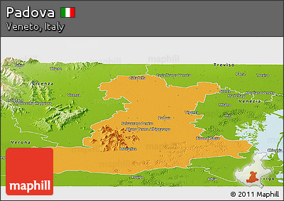 Political Panoramic Map of Padova, physical outside