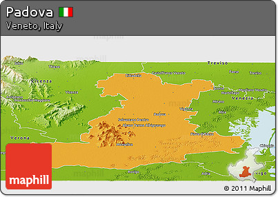 Political Panoramic Map of Padova, physical outside