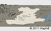 Shaded Relief Panoramic Map of Padova, darken