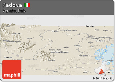 Shaded Relief Panoramic Map of Padova
