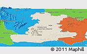 Shaded Relief Panoramic Map of Padova, political outside