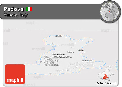 Silver Style Panoramic Map of Padova, single color outside