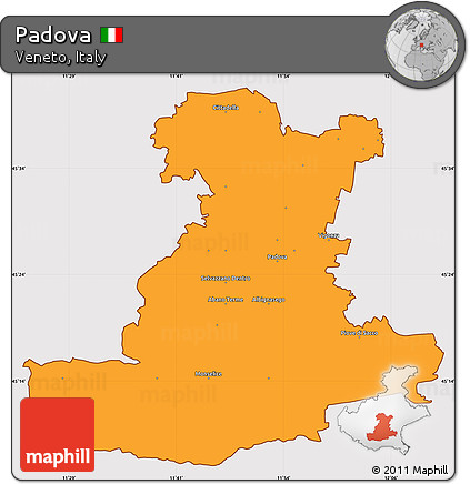 Political Simple Map of Padova, cropped outside