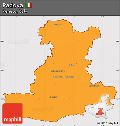 Political Simple Map of Padova, cropped outside