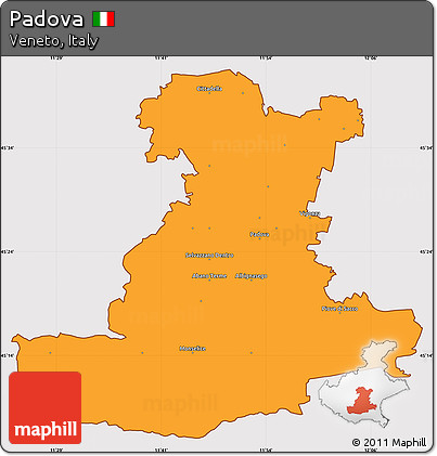 Political Simple Map of Padova, cropped outside