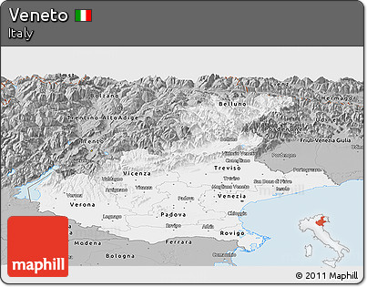 Gray Panoramic Map of Veneto