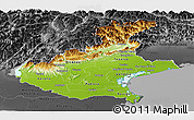 Physical Panoramic Map of Veneto, darken, desaturated
