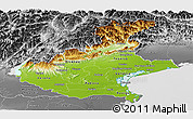 Physical Panoramic Map of Veneto, desaturated