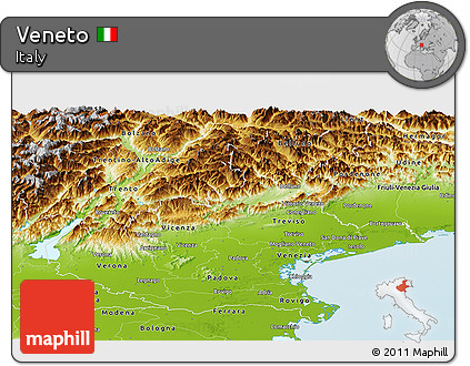 Physical Panoramic Map of Veneto