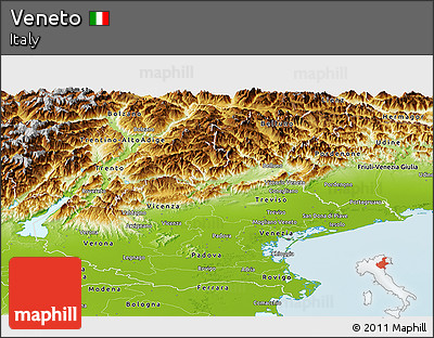Physical Panoramic Map of Veneto