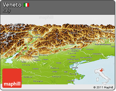 Physical Panoramic Map of Veneto