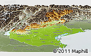 Physical Panoramic Map of Veneto, semi-desaturated