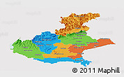 Political Panoramic Map of Veneto, cropped outside