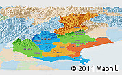 Political Panoramic Map of Veneto, lighten