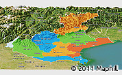 Political Panoramic Map of Veneto, satellite outside