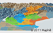 Political Panoramic Map of Veneto, semi-desaturated