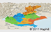 Political Panoramic Map of Veneto, shaded relief outside