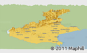 Savanna Style Panoramic Map of Veneto, single color outside
