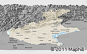 Shaded Relief Panoramic Map of Veneto, darken, desaturated