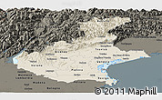 Shaded Relief Panoramic Map of Veneto, darken