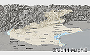 Shaded Relief Panoramic Map of Veneto, darken, semi-desaturated