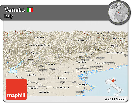 Shaded Relief Panoramic Map of Veneto