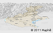 Shaded Relief Panoramic Map of Veneto, lighten, desaturated