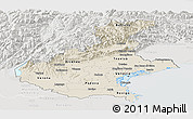 Shaded Relief Panoramic Map of Veneto, lighten, semi-desaturated
