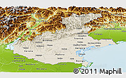 Shaded Relief Panoramic Map of Veneto, physical outside