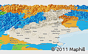 Shaded Relief Panoramic Map of Veneto, political outside