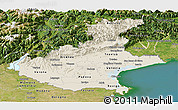 Shaded Relief Panoramic Map of Veneto, satellite outside