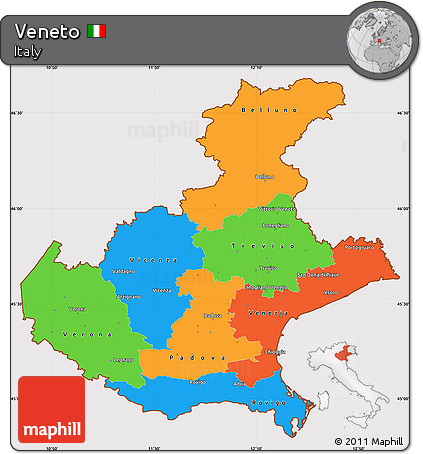 Political Simple Map of Veneto, cropped outside