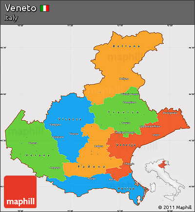 Political Simple Map of Veneto, cropped outside